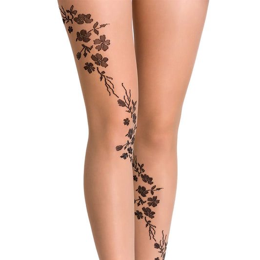 Collants à motifs fleuris Helen, noisette - Gabriella