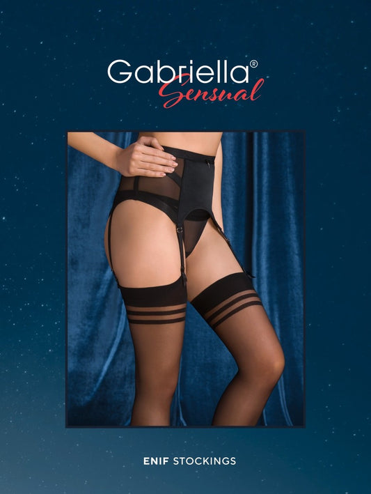 Bas fins pour porte-jarretelles Enif, noir - Gabriella