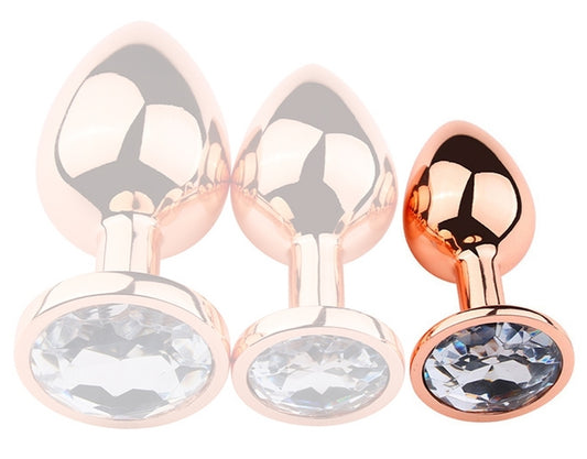 Plug anal bijou transparent PinkyGold taille S, or rose - MyPlayToys