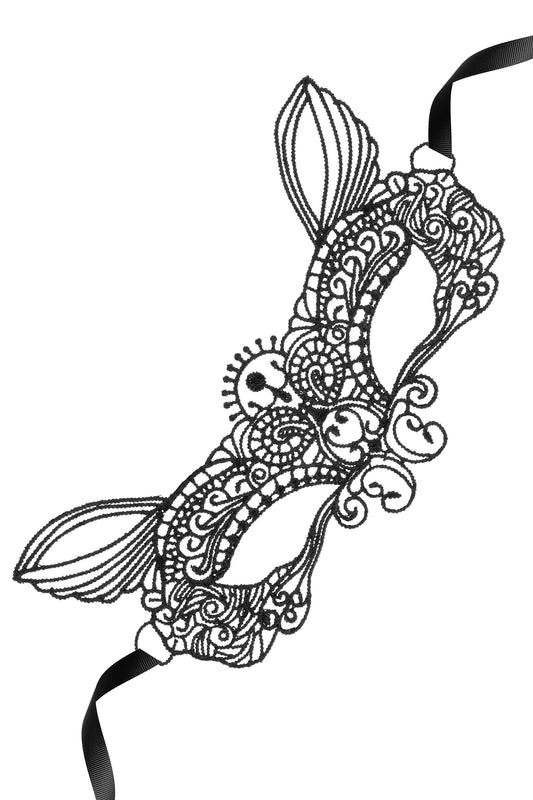 Loup en dentelle souple brodé Pleine Lune, noir - Maskarade