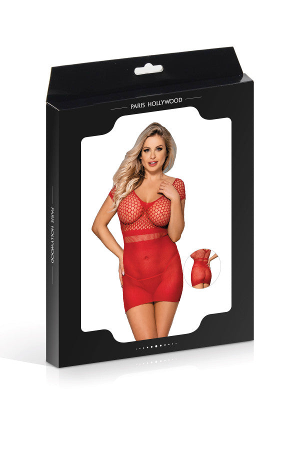 Robe sexy en résille, rouge - Paris Hollywood