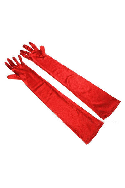 Gants longs en satin, rouge - Paris Hollywood