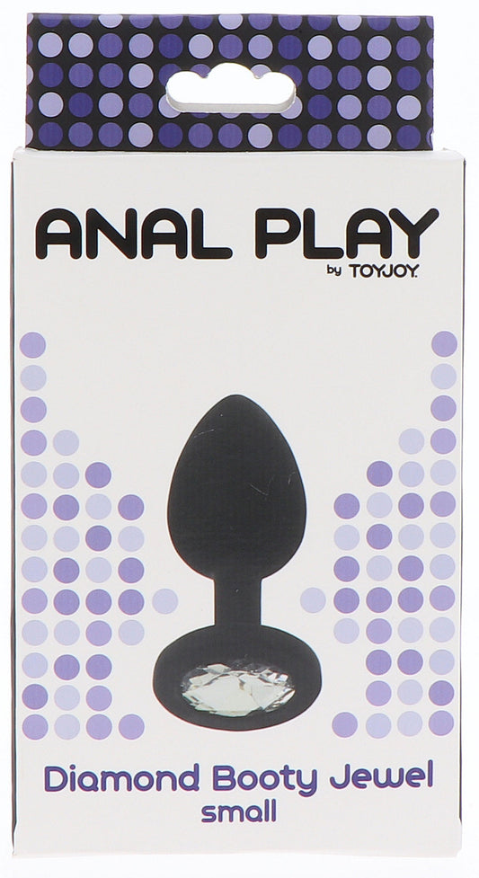 Plug anal bijou transparent Diamond Booty taille S, noir marque ToyJoy dans son packaging