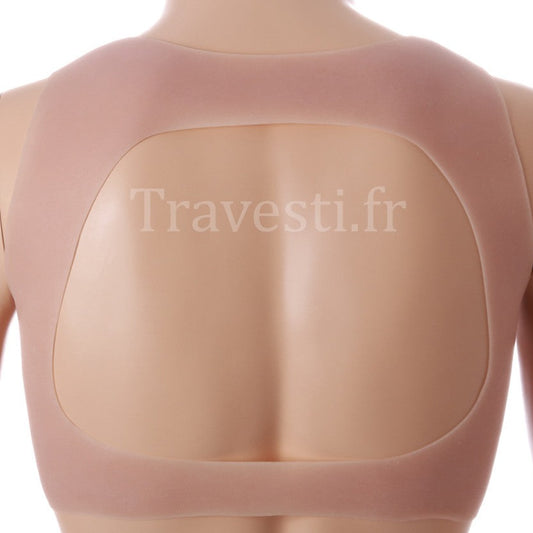 Poitrine réaliste en silicone à col rond, sans manches, bonnet B, très clair