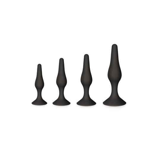 Set de 4 plugs anal en silicone, noir - Glamy