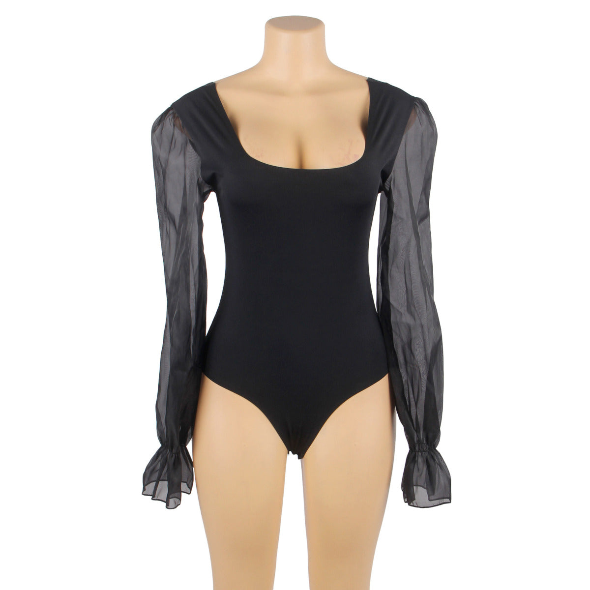 Body manches longues bouffantes, noir - Paris Hollywood