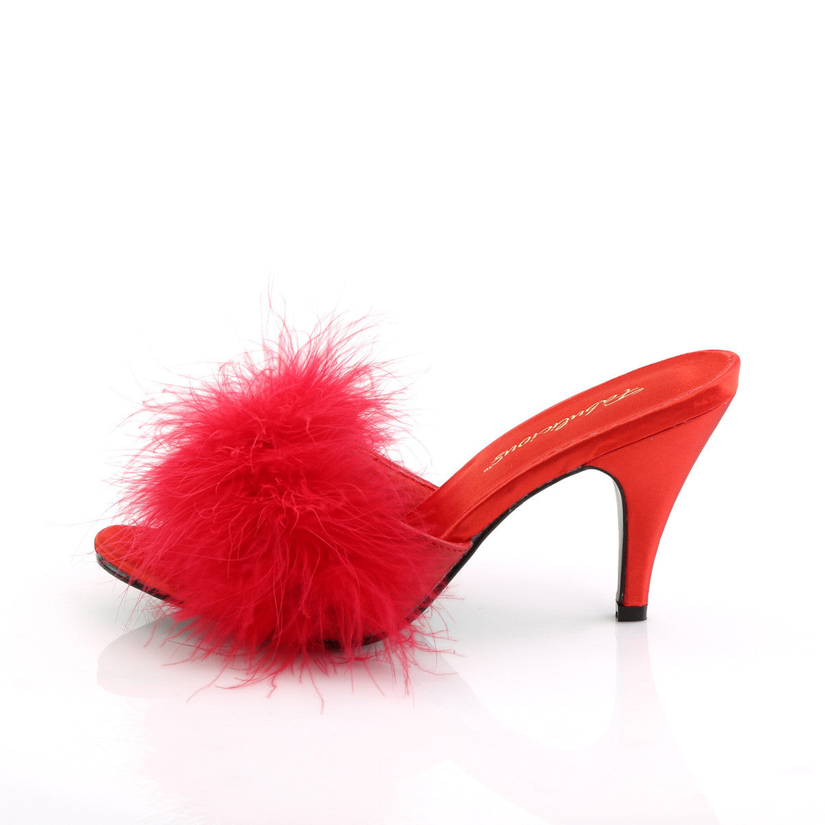 Mules Amour-03, satin rouge - Fabulicious