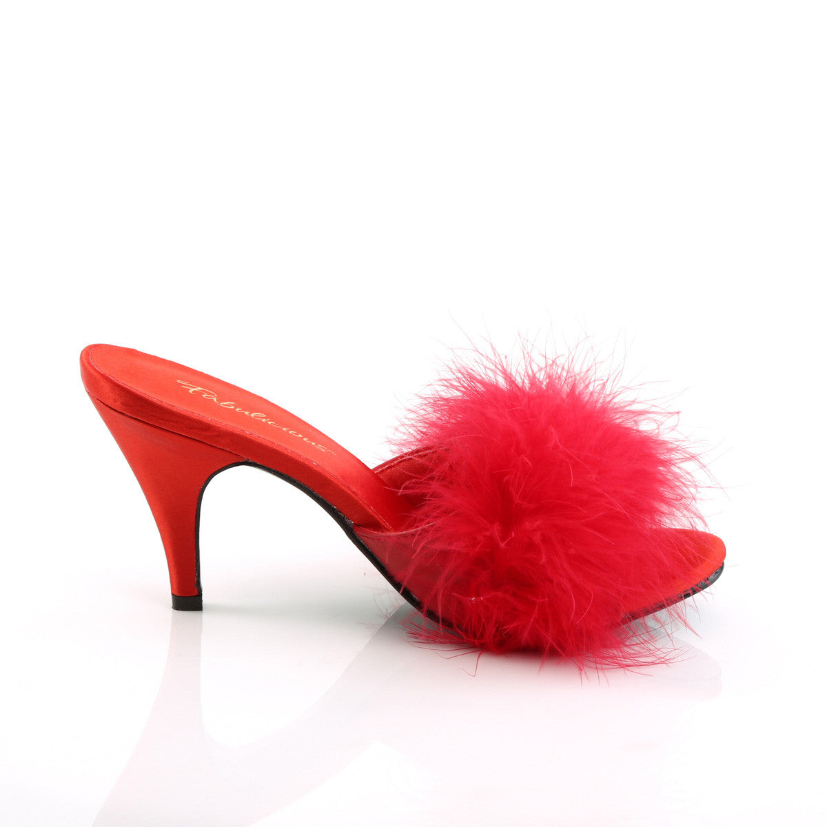 Mules Amour-03, satin rouge - Fabulicious