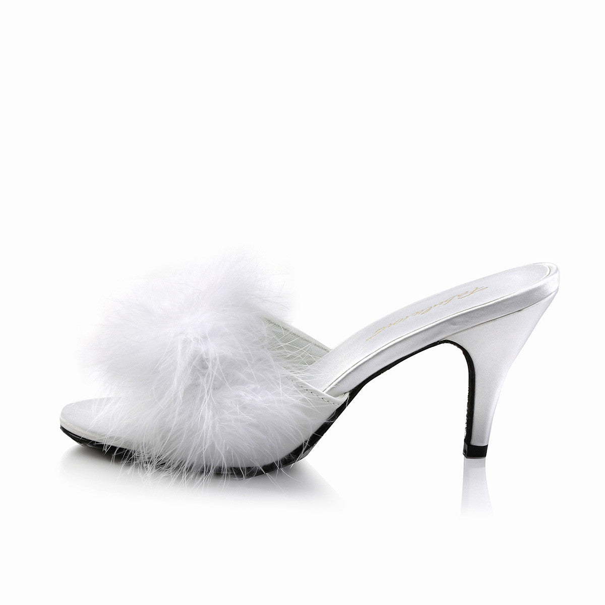 Mules Amour-03, satin blanc - Fabulicious