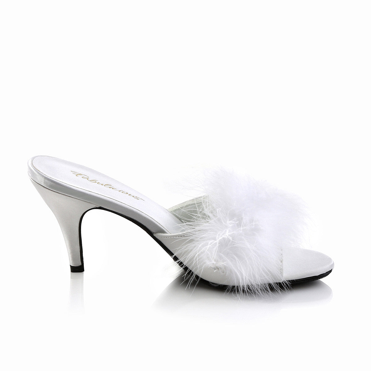 Mules Amour-03, satin blanc - Fabulicious