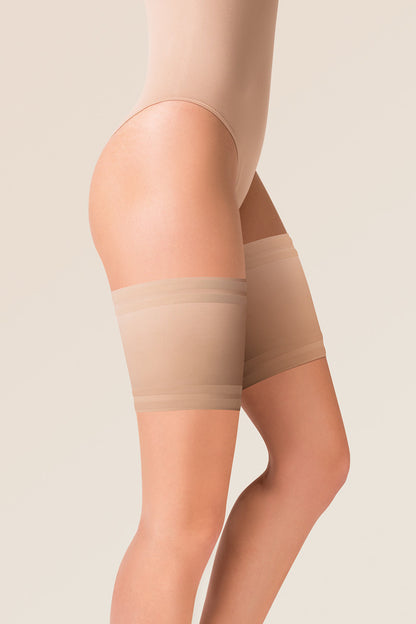 Jarretières en dentelle anti-frottement, beige - Gabriella