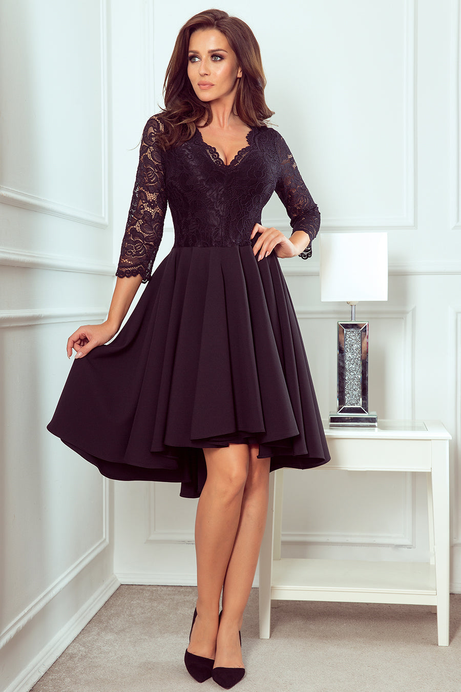 Robe asymétrique Nicolle, noir - Numoco