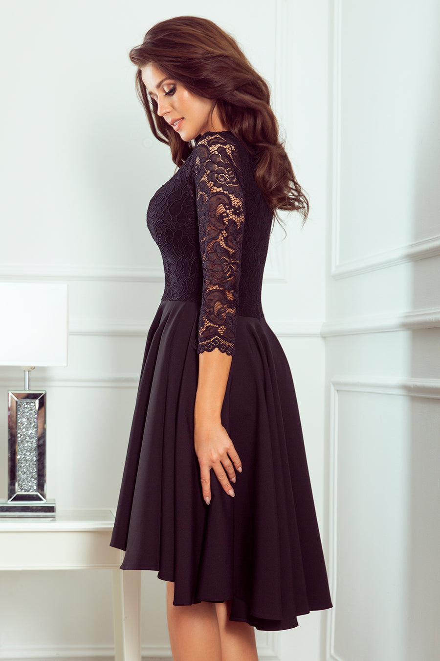 Robe asymétrique Nicolle, noir - Numoco