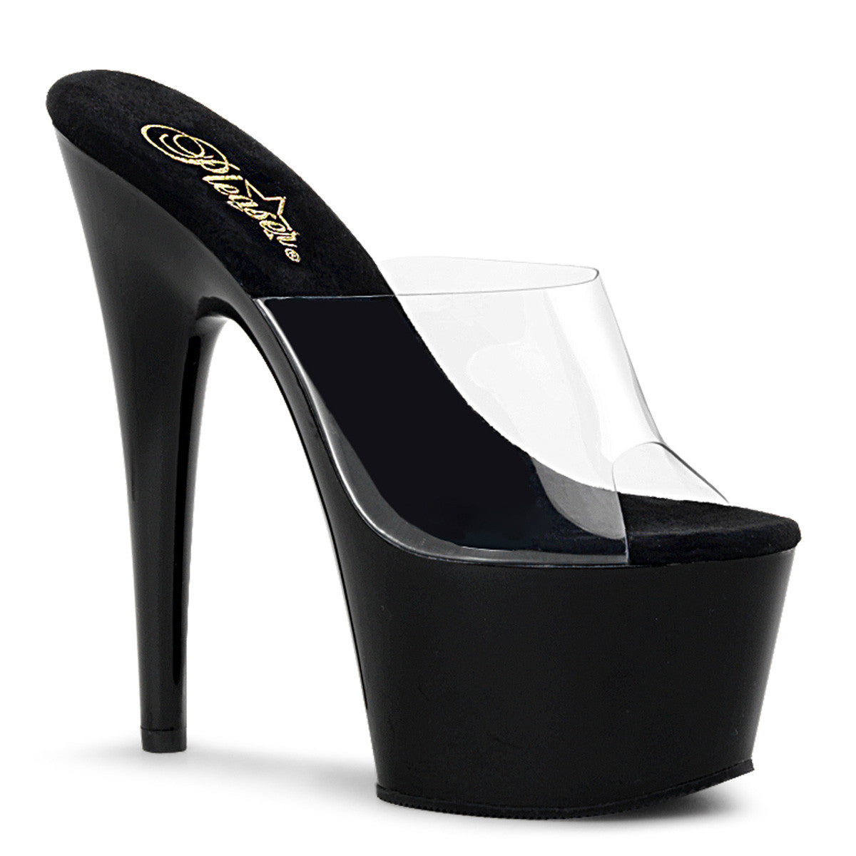 Mules Adore-701, transparent et noir - Pleaser