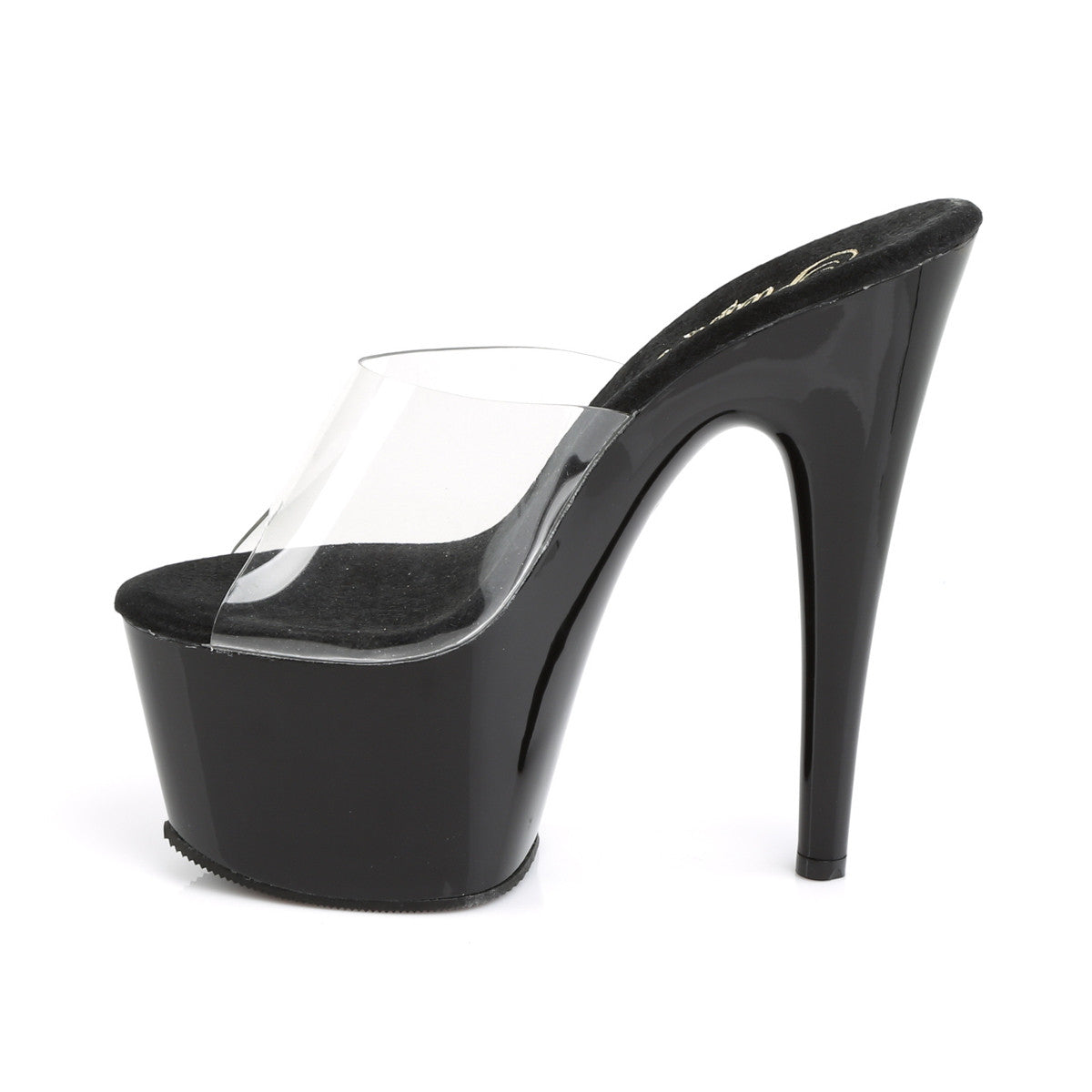 Mules Adore-701, transparent et noir - Pleaser