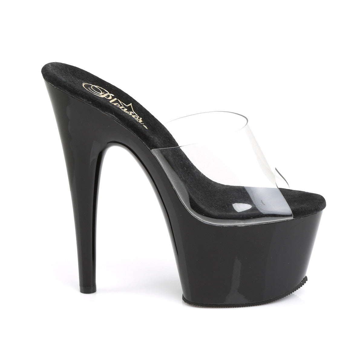 Mules Adore-701, transparent et noir - Pleaser