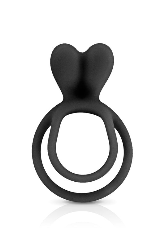 Double cockring en silicone, noir - Glamy