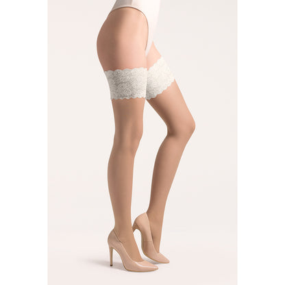 Bas autofixants Katherine, blanc et beige - Gabriella