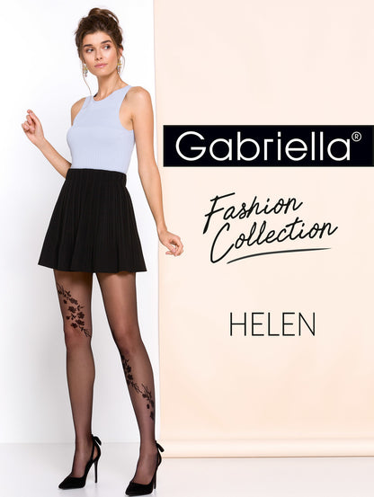 Collants à motifs fleuris Helen, noir - Gabriella