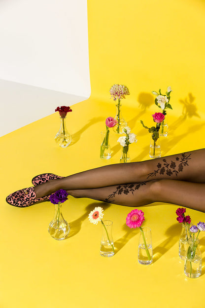 Collants à motifs fleuris Helen, noir - Gabriella