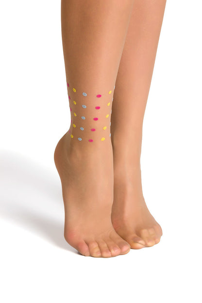 Collants à pois alignés Sally, noisette - Gabriella