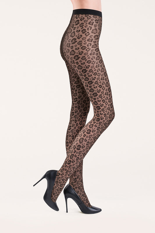 Collants à motif léopard Caty, noir - Gabriella