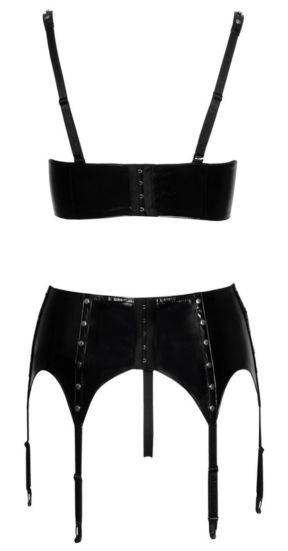 Ensemble de lingerie en vinyle avec rivets, noir - Black Level