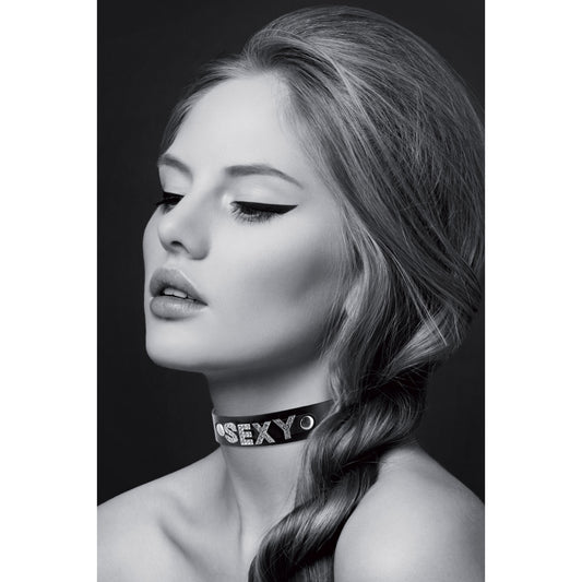 Collier en simili cuir et strass Sexy - Bijoux pour toi