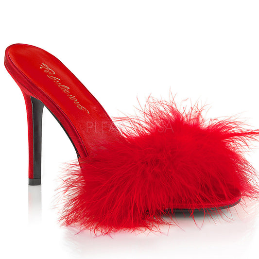 Mules Classique-01F, satin rouge - Fabulicious