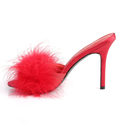 Mules Classique-01F, satin rouge - Fabulicious