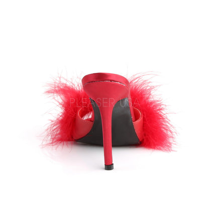 Mules Classique-01F, satin rouge - Fabulicious