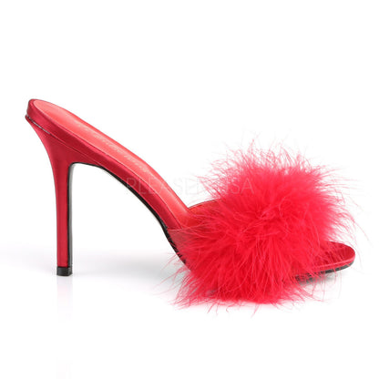Mules Classique-01F, satin rouge - Fabulicious