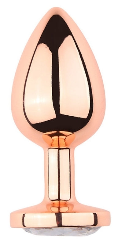 Plug anal bijou transparent PinkyGold taille S, or rose - MyPlayToys