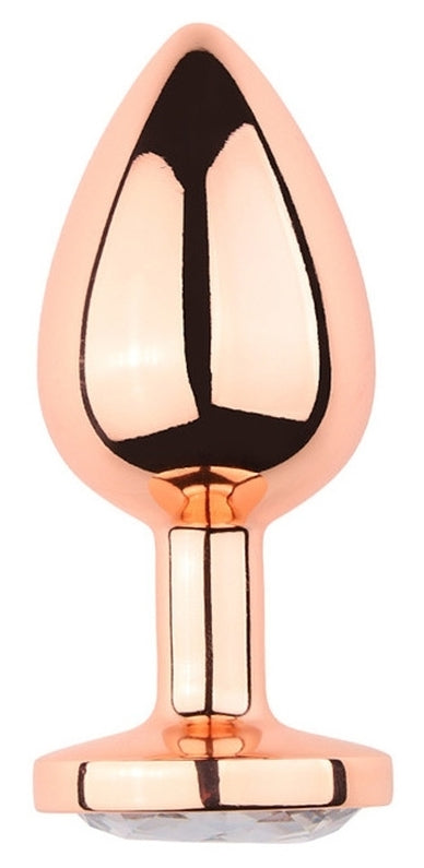 Plug anal bijou transparent PinkyGold taille L, or rose - MyPlayToys
