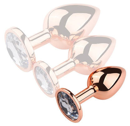 Plug anal bijou transparent PinkyGold taille S, or rose - MyPlayToys
