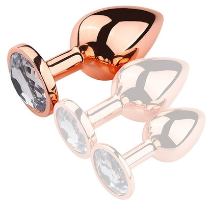 Plug anal bijou transparent PinkyGold taille L, or rose - MyPlayToys