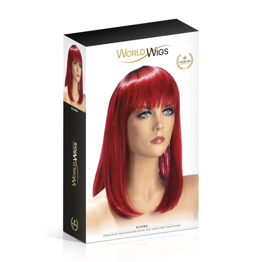Perruque longue pour travestis Elvira, rouge - World Wigs