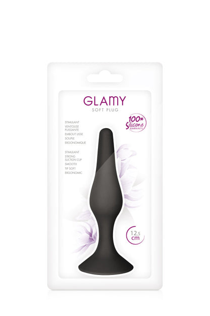 Plug anal doux en silicone 12,5 cm taille M, noir - Glamy