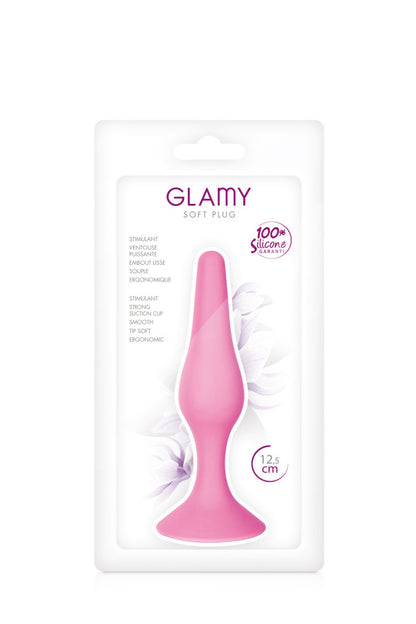 Plug anal doux en silicone 12,5 cm taille M, rose - Glamy