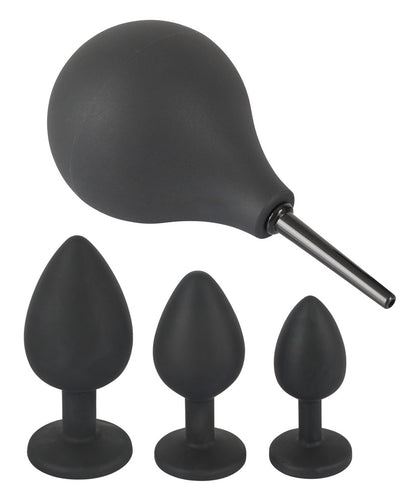 Set de 3 plugs anal en silicone avec poire Velvet Jewel, noir - Black Velvets