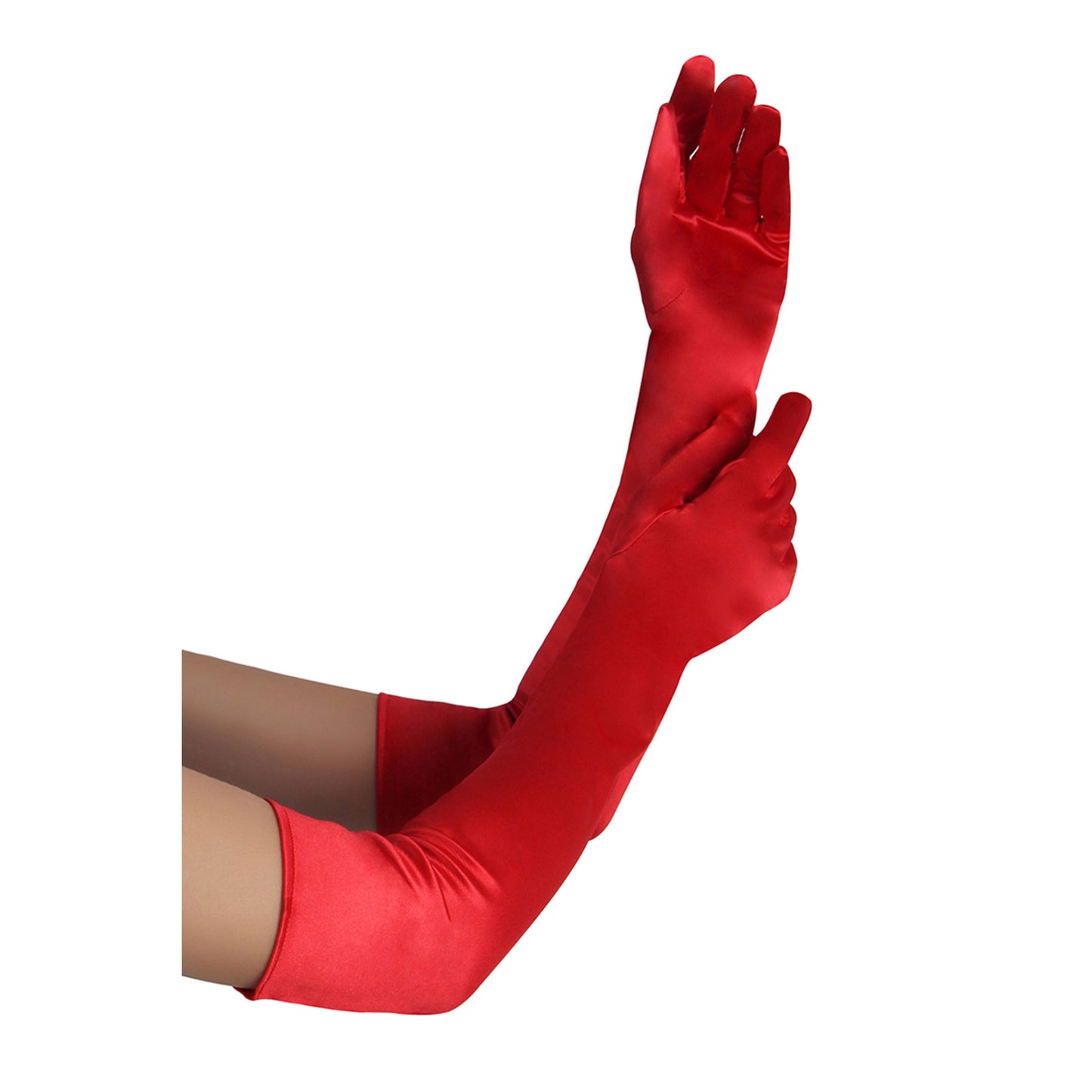 Gants longs en satin, rouge - Paris Hollywood