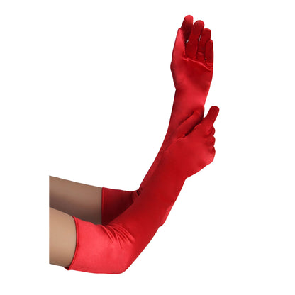 Gants longs en satin, rouge - Paris Hollywood