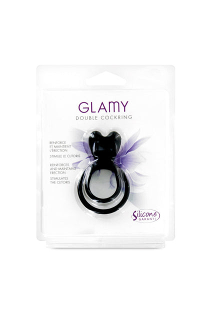 Double cockring en silicone, noir - Glamy