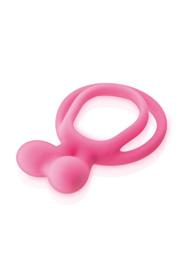 Double cockring en silicone, rose - Glamy