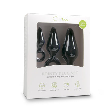 Lot de trois plugs Pointy avec anneau 10 cm x 4,5 cm, noir - Easy Toys