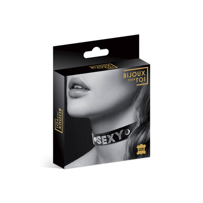 Collier en simili cuir et strass Sexy - Bijoux pour toi