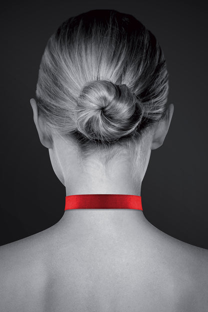 Collier en simili cuir avec cadenas cœur argenté, rouge - Bijoux pour toi