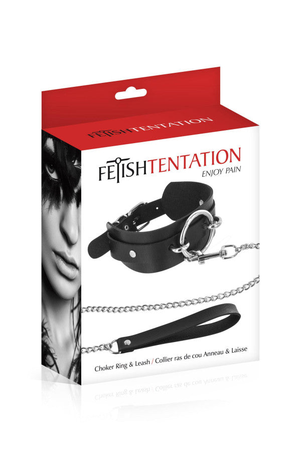 Collier d'appartenance BDSM avec laisse - Fetish Tentation