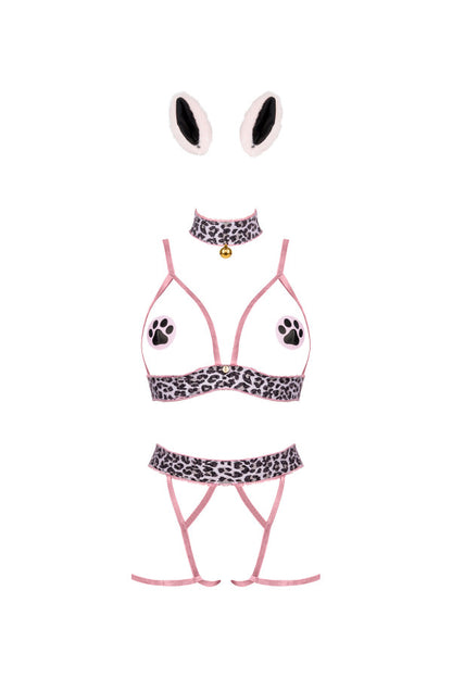 Costume de chat Catriny, léopard rose - Obsessive