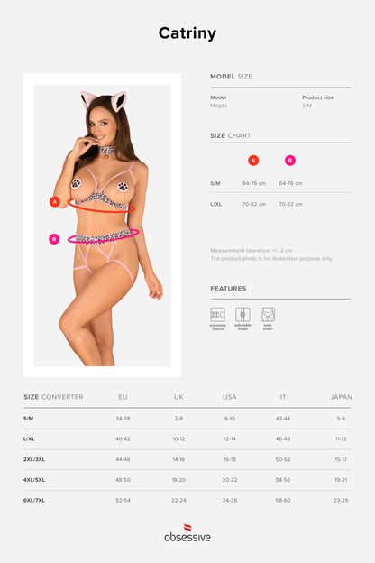 Costume de chat Catriny, léopard rose - Obsessive